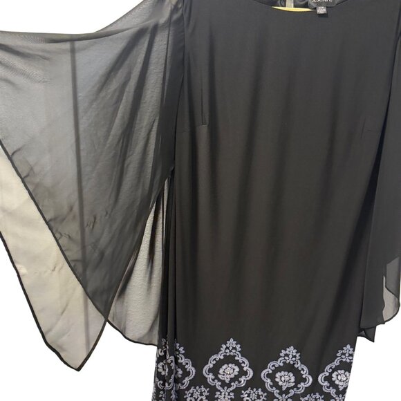 Xscape 20W Dress With Sheer Flutter Sleeves & Beaded Floral Embroidery - Picture 4 of 12